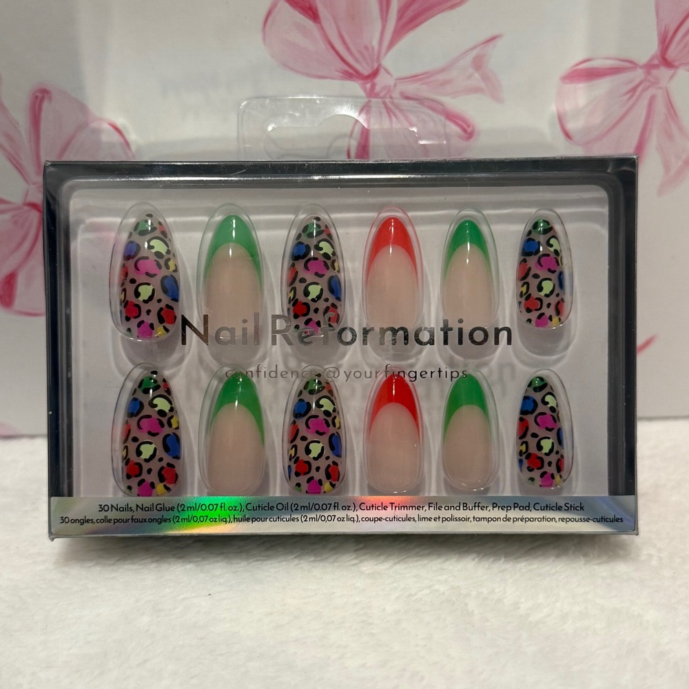 Nail Reformation‎ Press On Nails Leopard French Manicure 30 pc Set